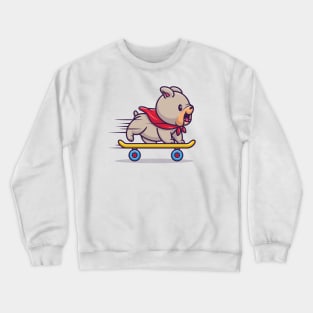 Cute Bulldog Playing Skateboard Crewneck Sweatshirt